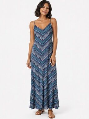 GAP Blue Chevron Maxi Dress - Lightweight Striped Knit, Size M